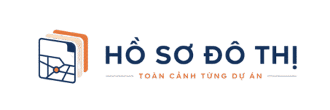 Logo Hồ Sơ Đô Thị phiên bản ngang với biểu tượng hồ sơ, bản đồ, lớp dữ liệu và slogan Toàn cảnh từng dự án